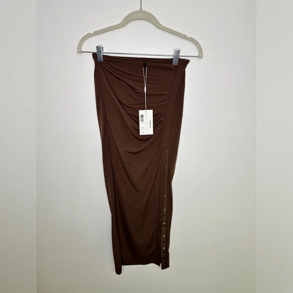 Helmut Lang NWT Brown Twist Snap Maxi Skirt Sz XXS - Picture 3 of 10